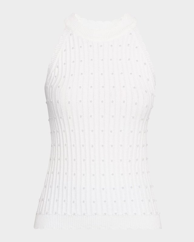 The Lima Beaded Rib Knit Halter Top
